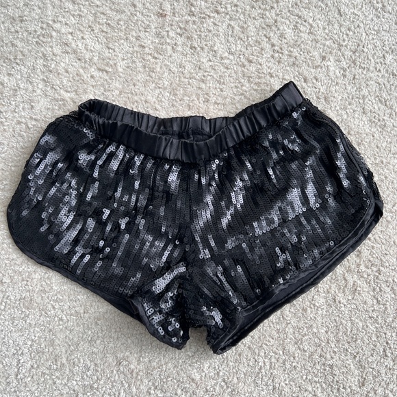 Guess Black Sequin Athletic Shorts - Picture 1 of 3